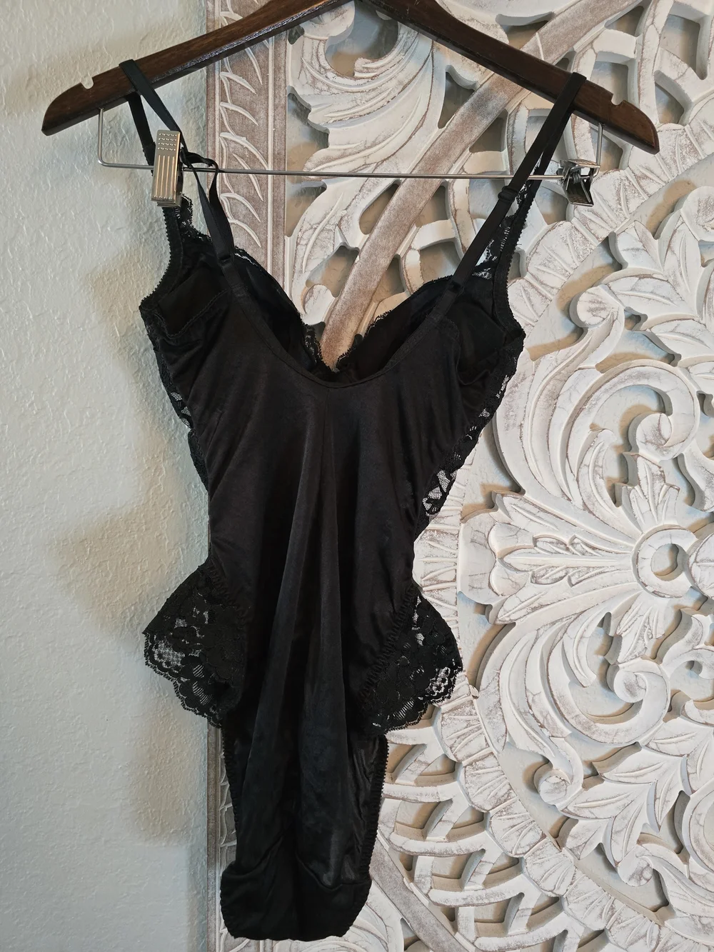 Victoria’s Secret Vintage TEDDY Bodysuit Black Lace LINGERIE Bra 34B